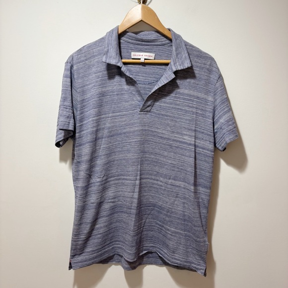 Orlebar Brown Sebastian Polo 100% Cotton Size Large Blue Gray Stripe Preppy - Picture 1 of 11